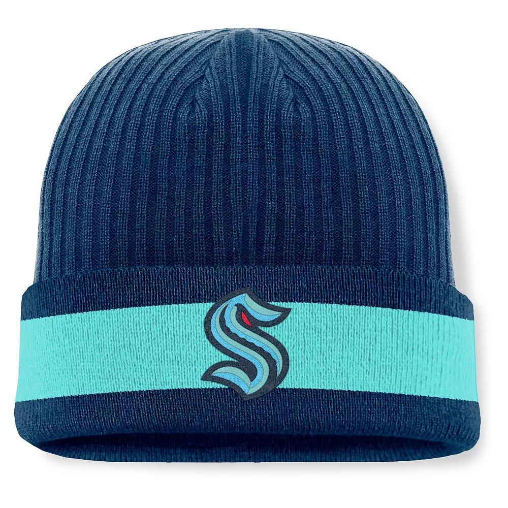 Men's Fanatics Deep Sea Blue Seattle Kraken Blueliner Cuffed Knit Hat, Krk Blue Product Image
