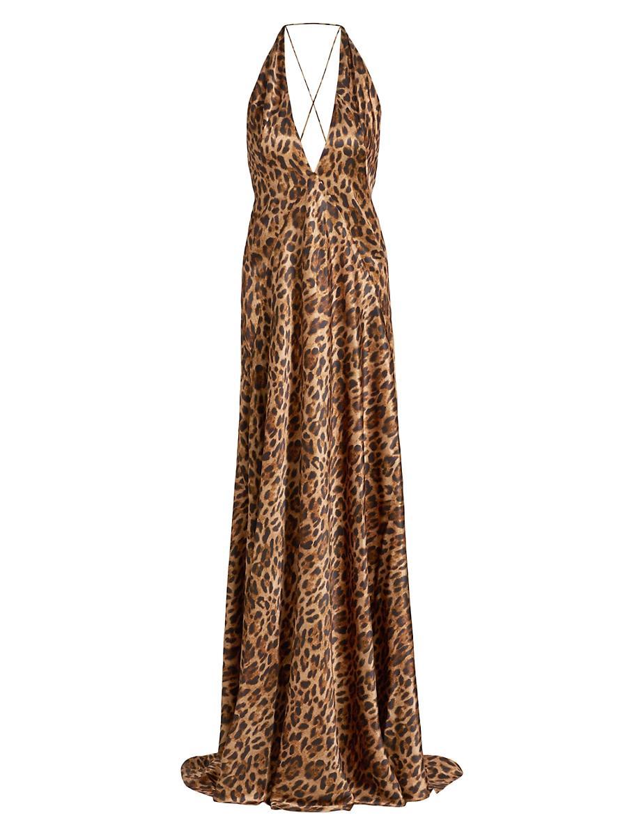 Womens Alexandra Silk Leopard Maxi Gown Product Image