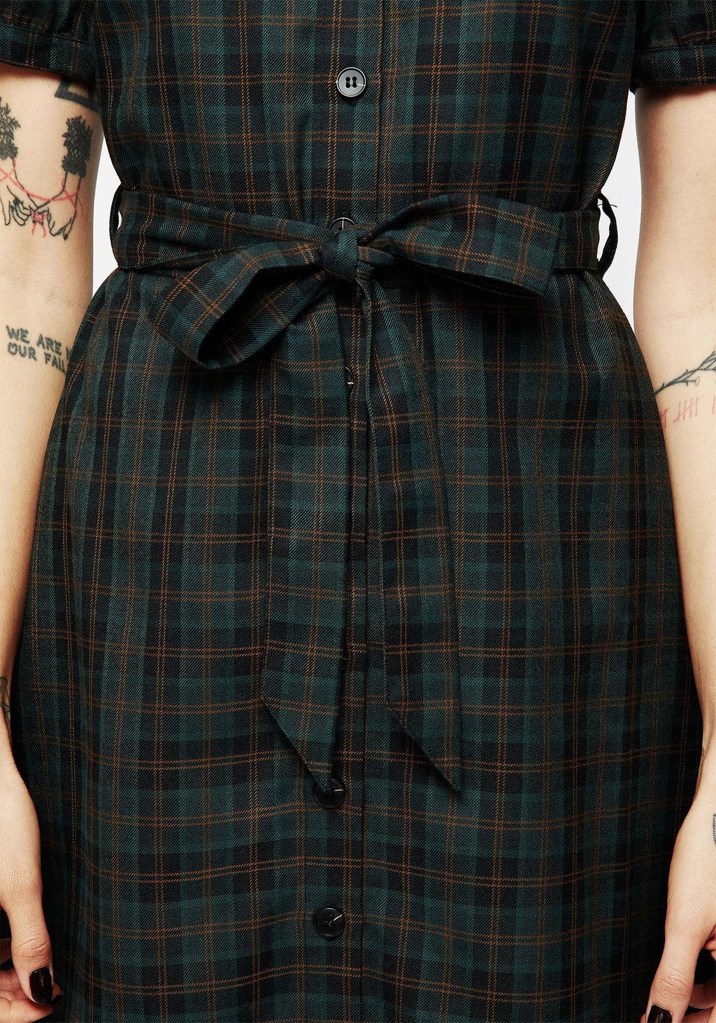 Nightingale Check Collar Mini Shirt Dress Product Image