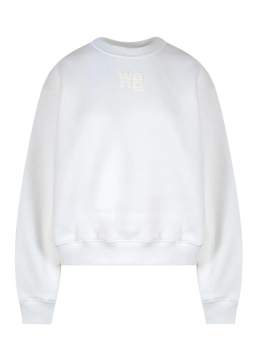 ALEXANDER WANG T Gray Crewneck Sweatshirt In White Product Image