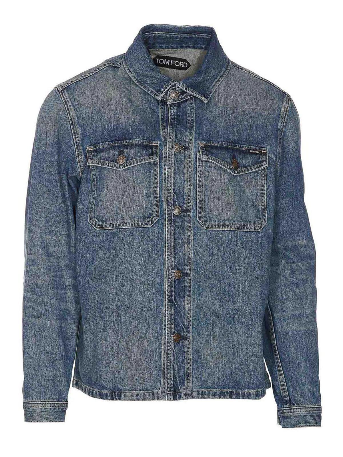 TOM FORD Denim Jacket With Frontal Buttons Closure In Blue Product Image