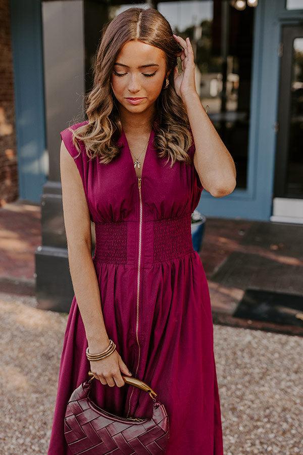Chic Ensemble Midi Dress in Wine Product Image