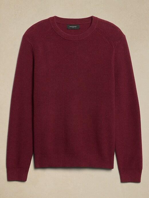 Cotton-Blend Ribbed Sweater Product Image