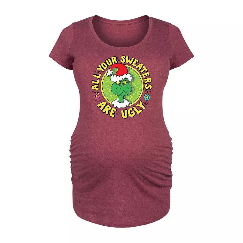 Maternity Dr. Seuss Grinch All Your Sweaters Are Ugly Graphic Tee, Womens Grey Gray Product Image