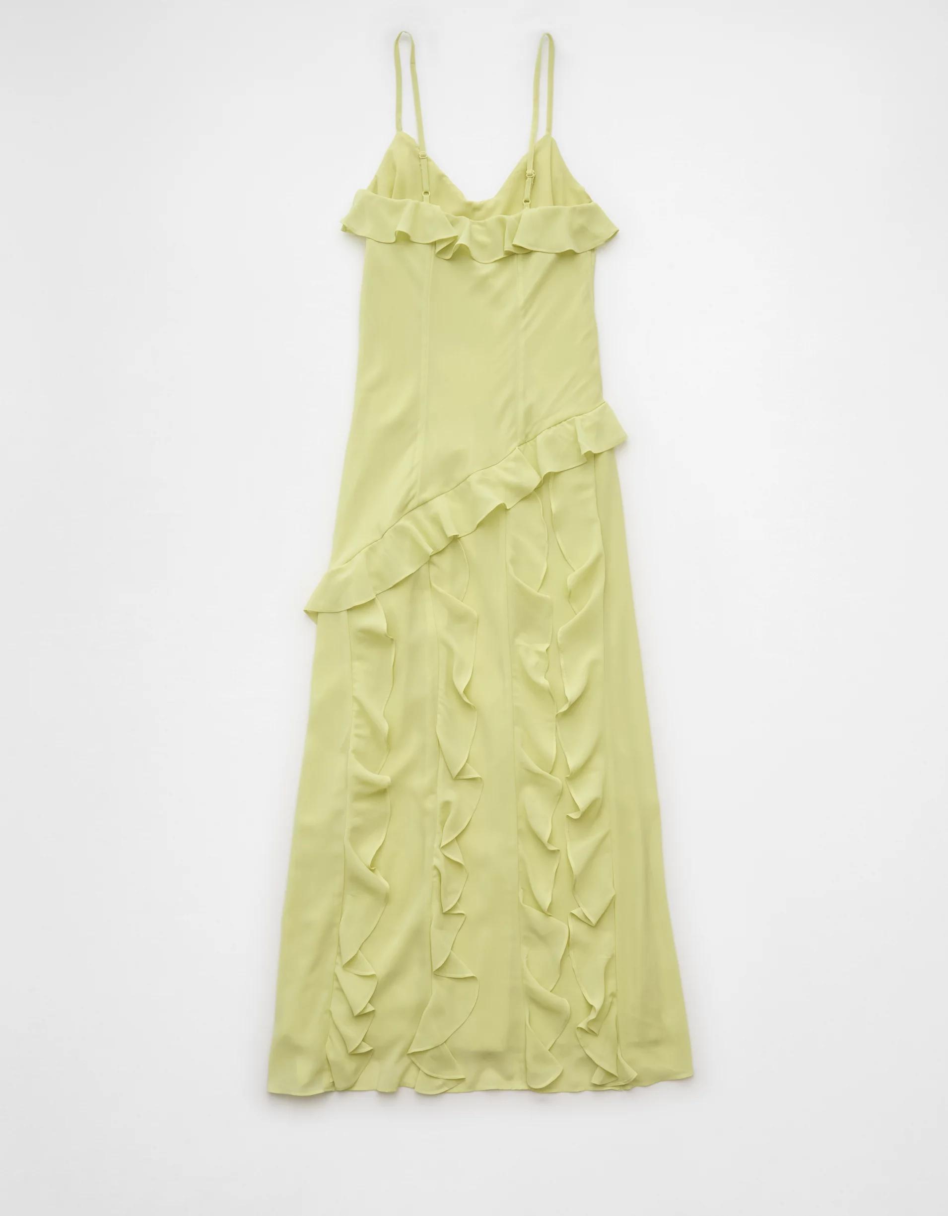 AE Asymmetrical Ruffle Maxi Slip Dress Product Image