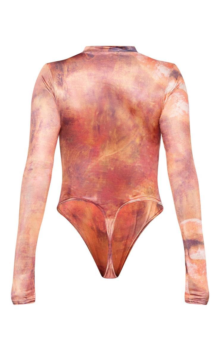  Brown Slinky Printed Cut Out Bodysuit Product Image