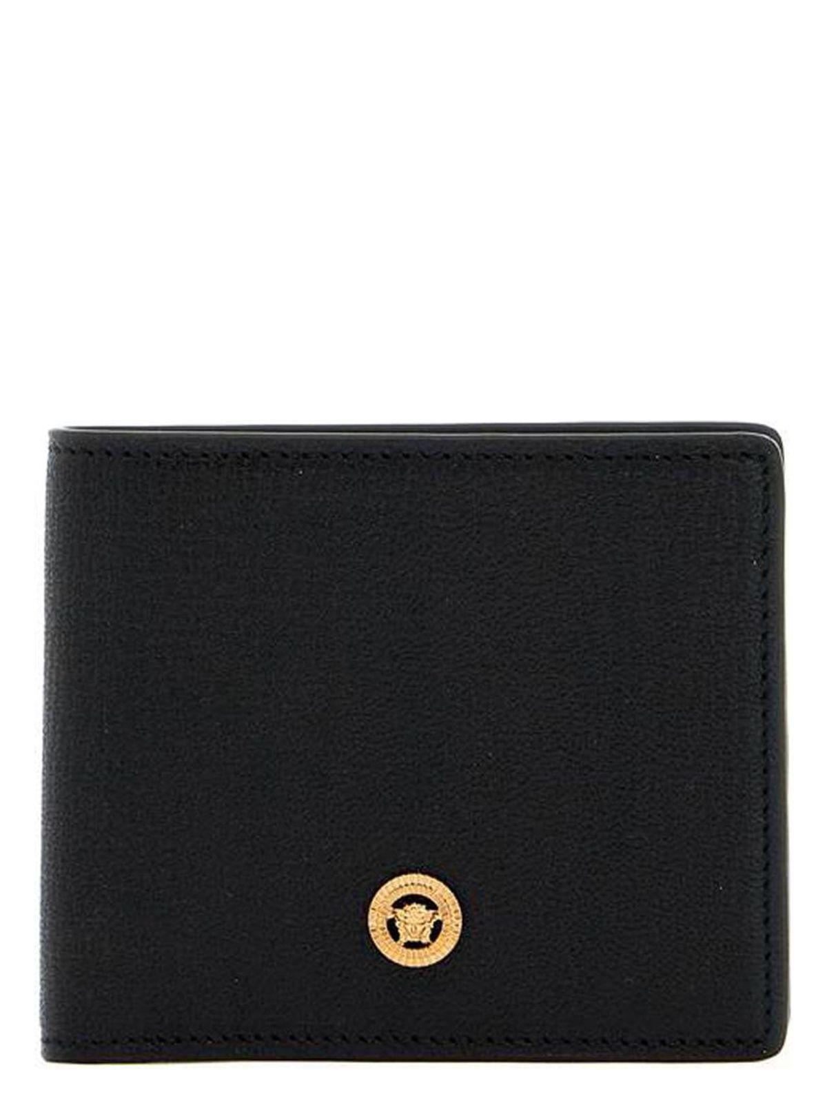 VERSACE Men's Medusa Biggie Grainy Leather Wallet In Black Product Image