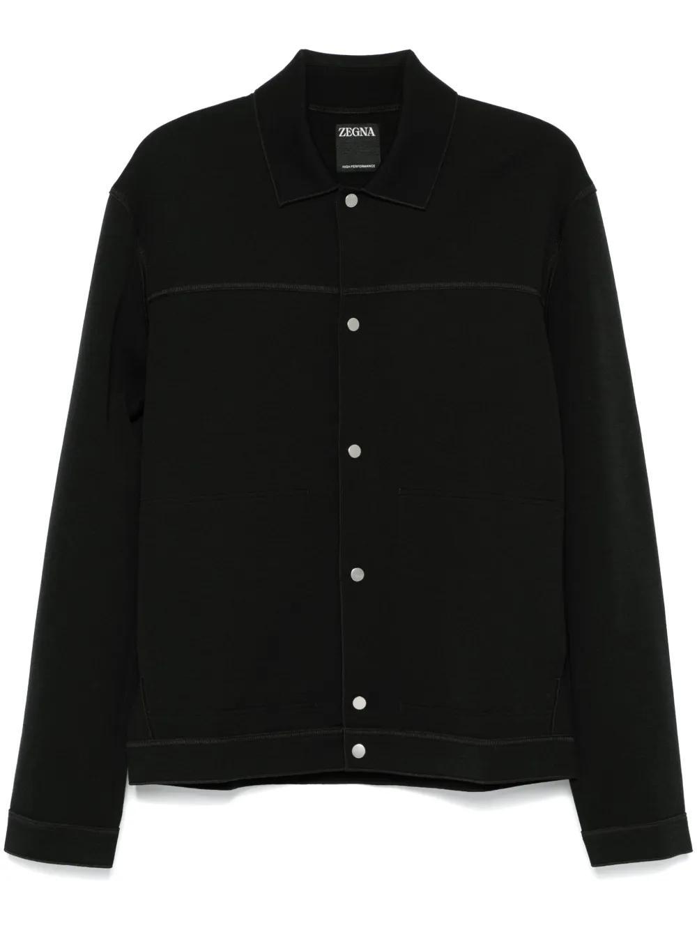 ZEGNA Jersey Shirt Jacket In Black Product Image