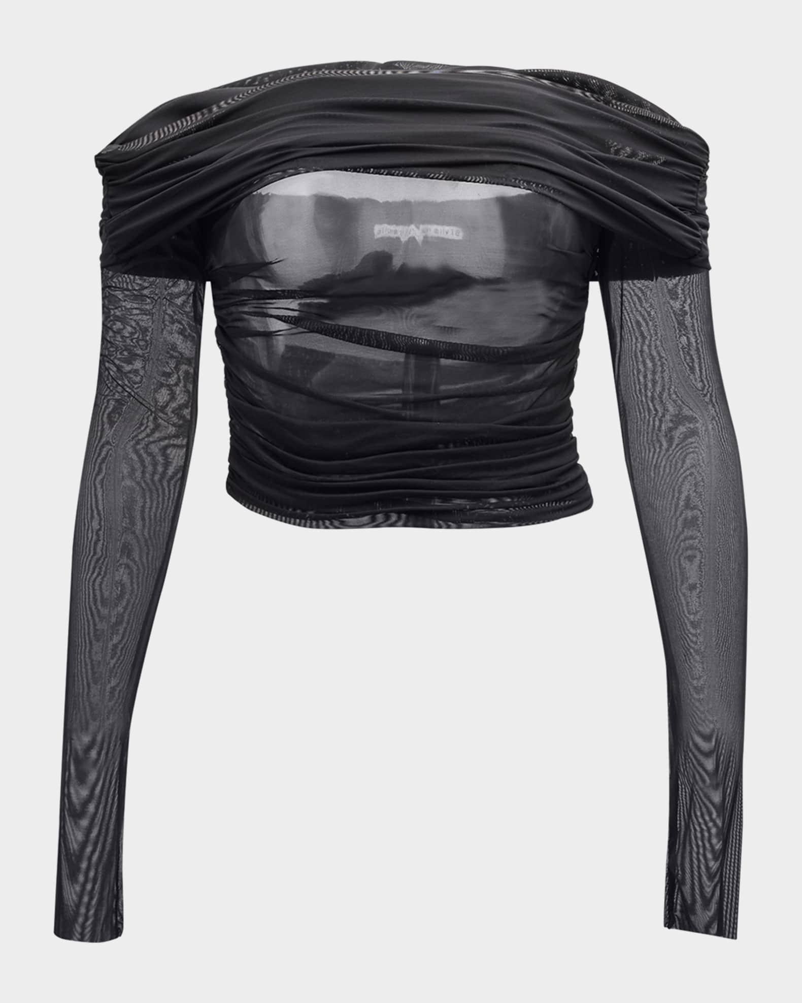 Isadola Ruched Mesh Crop Top Product Image