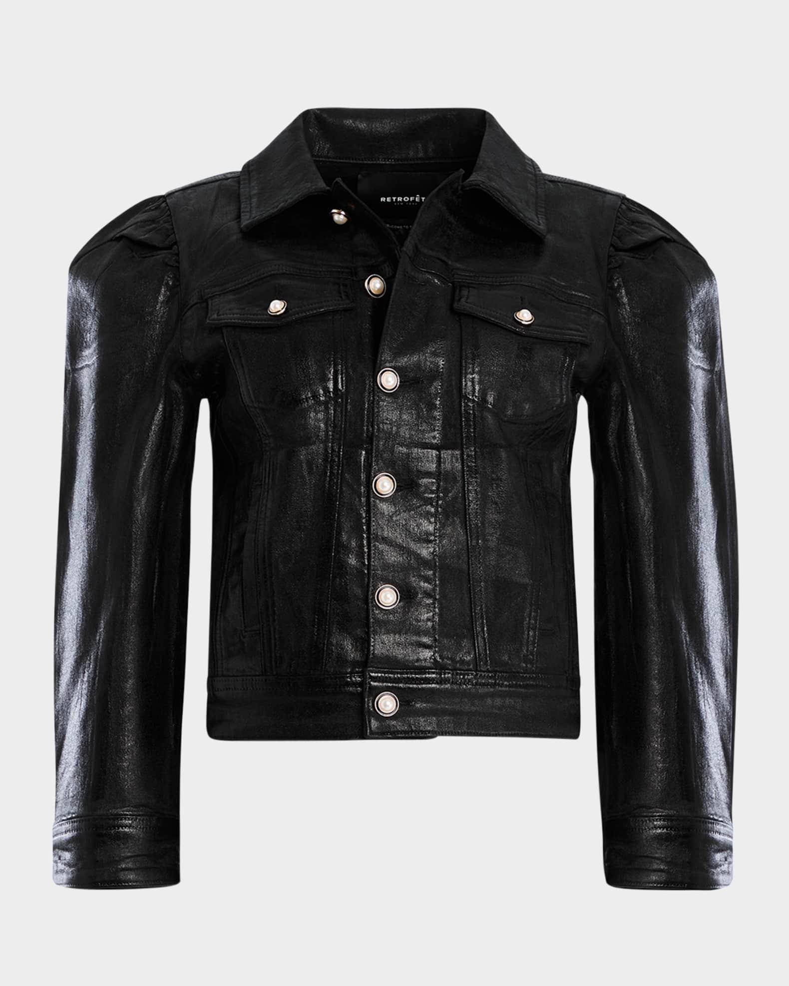 Ada Puff-Sleeve Coated Denim Jacket Product Image