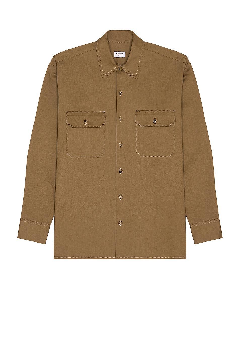 Ghiaia Cashmere Cotton Working Shirt in Tan Product Image