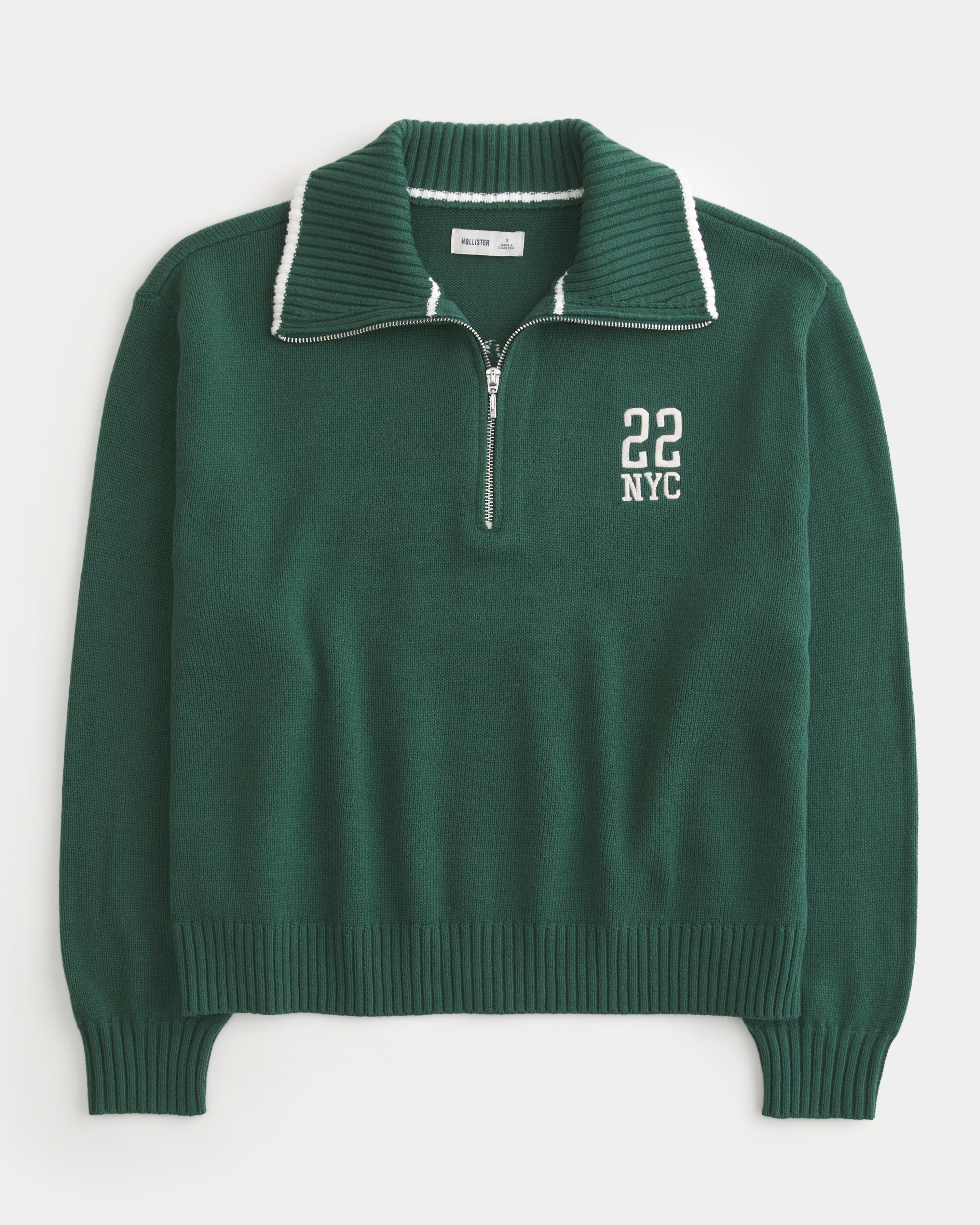 Oversized NYC Graphic Half-Zip Sweater Product Image