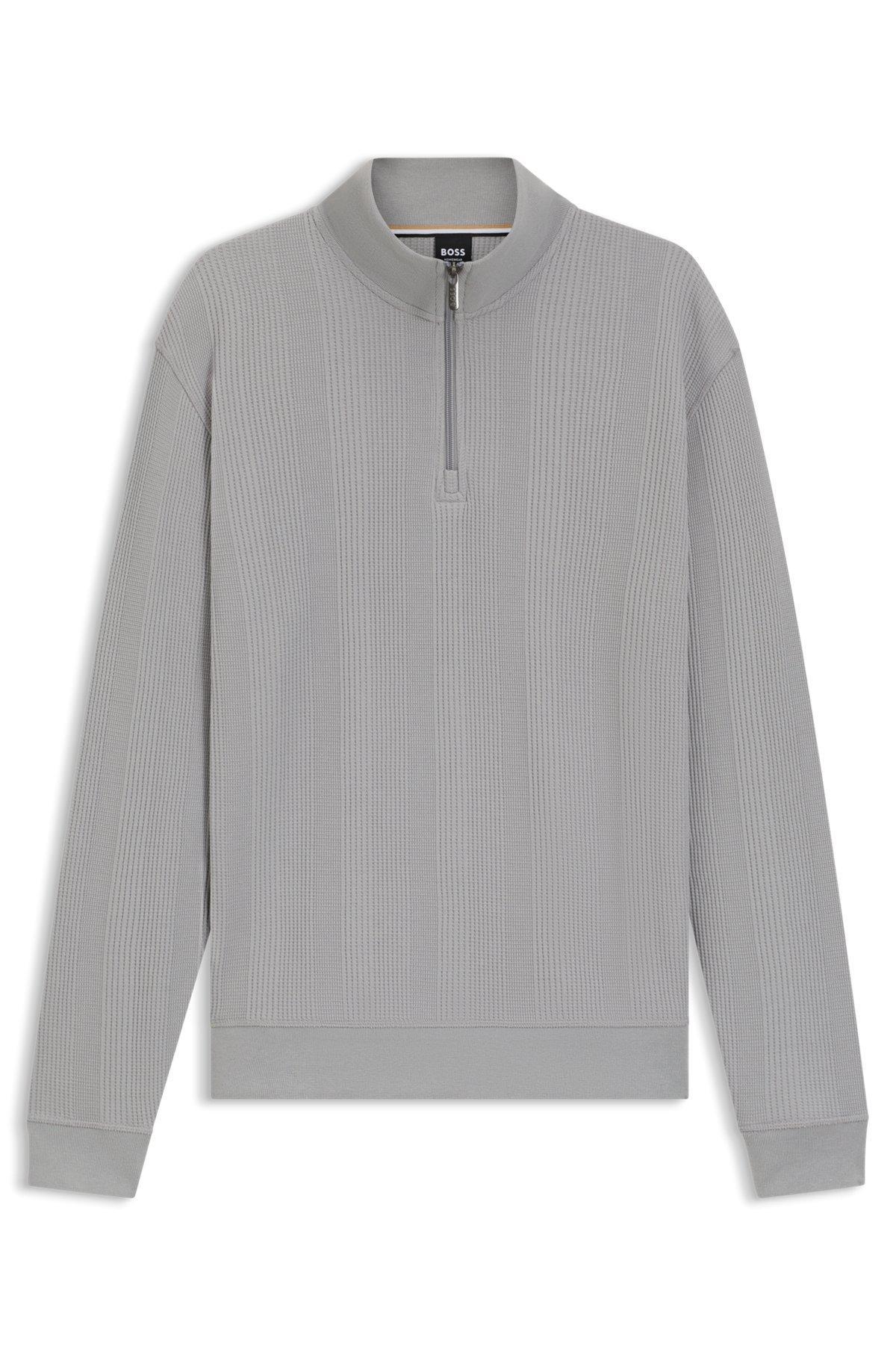 BOSS - Zip-through sweatshirt in cotton - Light Grey Product Image