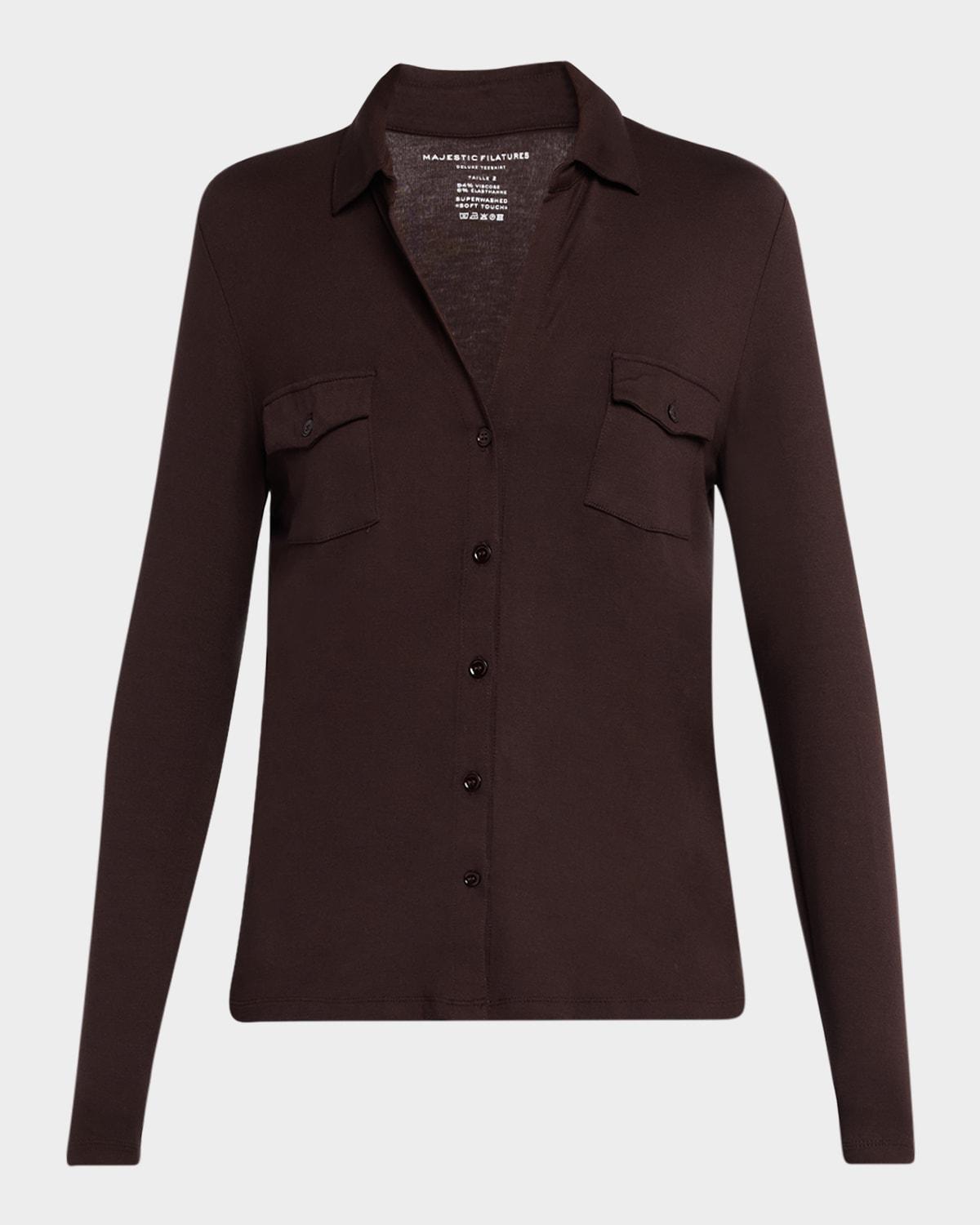 Soft Touch Button-Down Shirt with Pockets Product Image