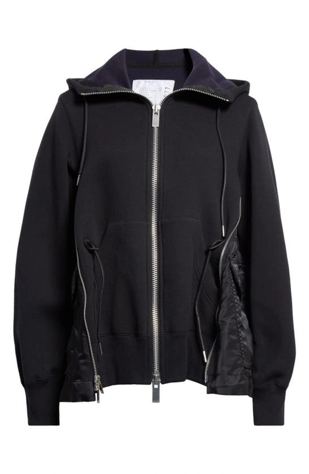 SACAI Ma-1 Side Gusset Sponge Hoodie In Black Product Image