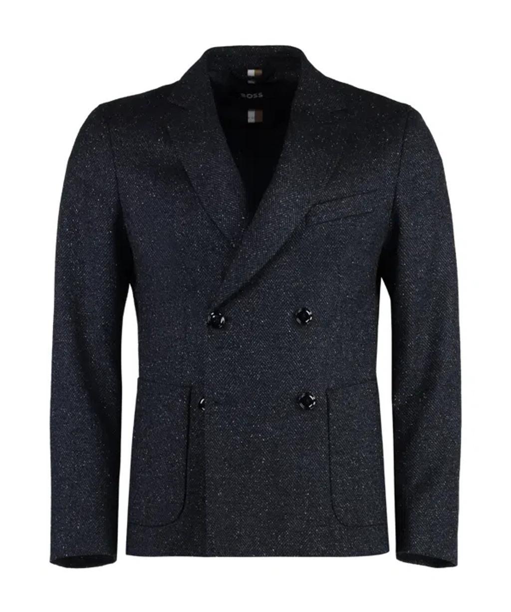 HUGO BOSS Double-breasted Coat In Black Product Image