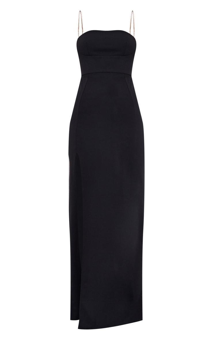 Black Diamante Strap Underbust Detail Crepe Maxi Dress Product Image