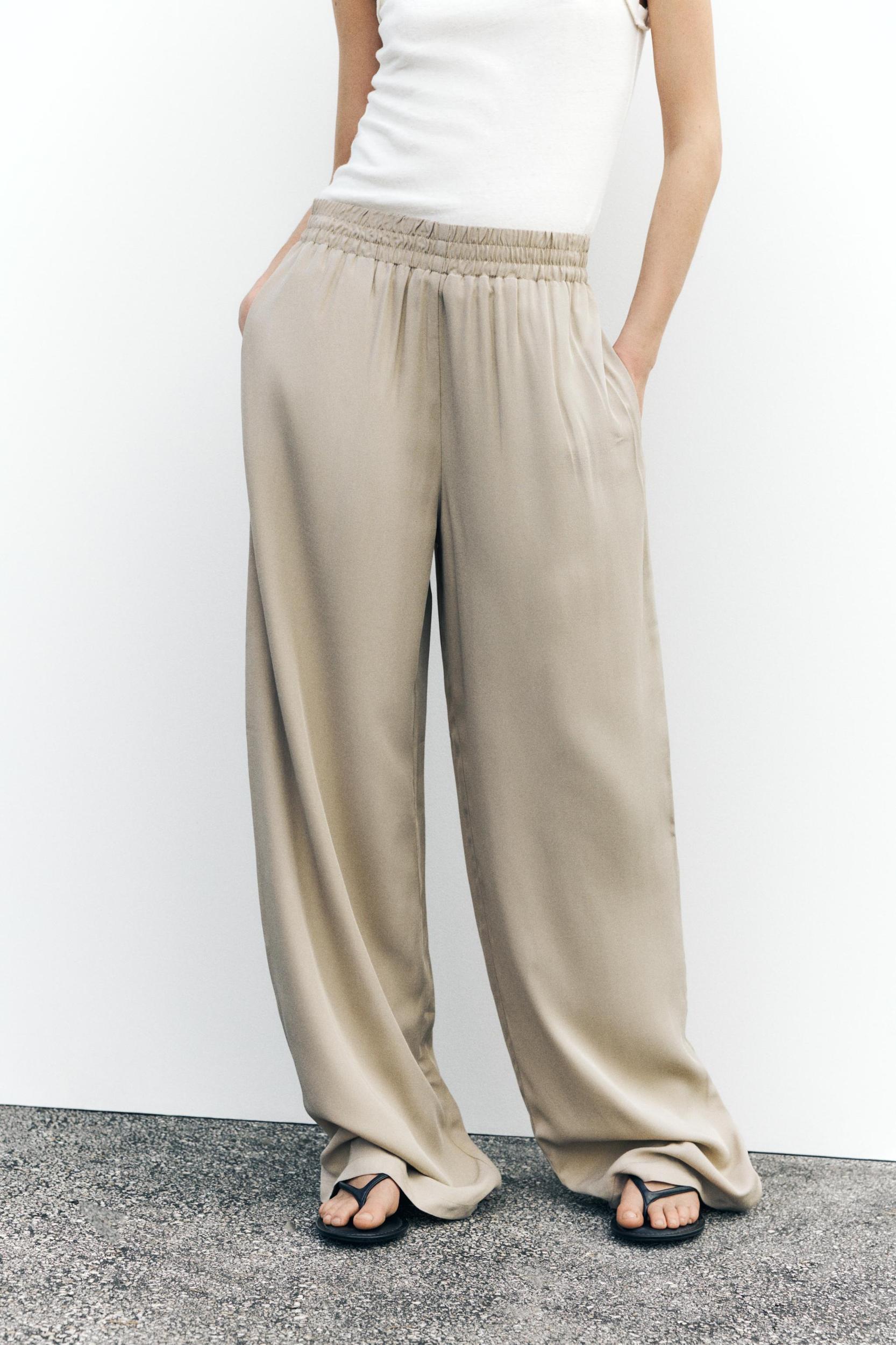 ELASTIC WAIST WIDE LEG PANTS Product Image