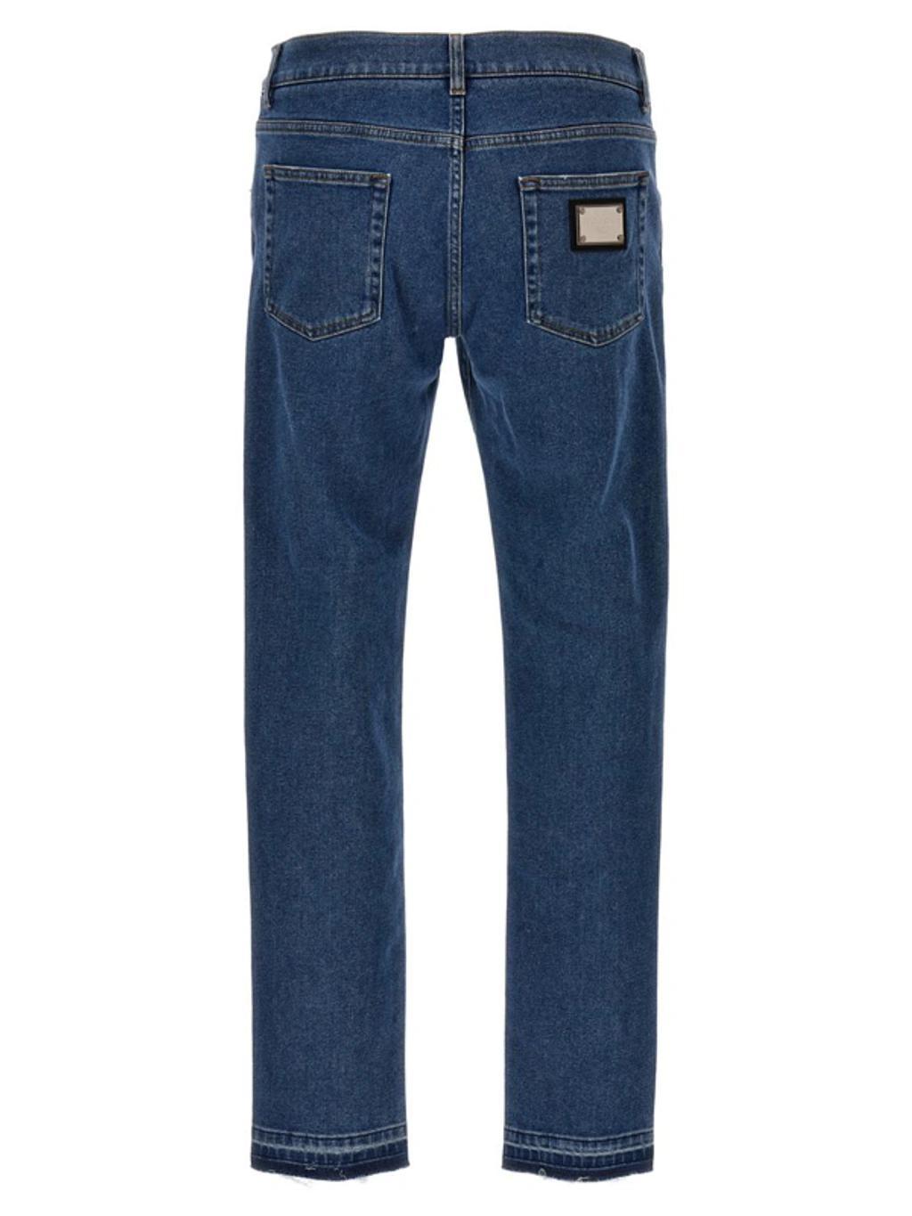 Logo Plaque Straight Leg Jeans In Blue Product Image