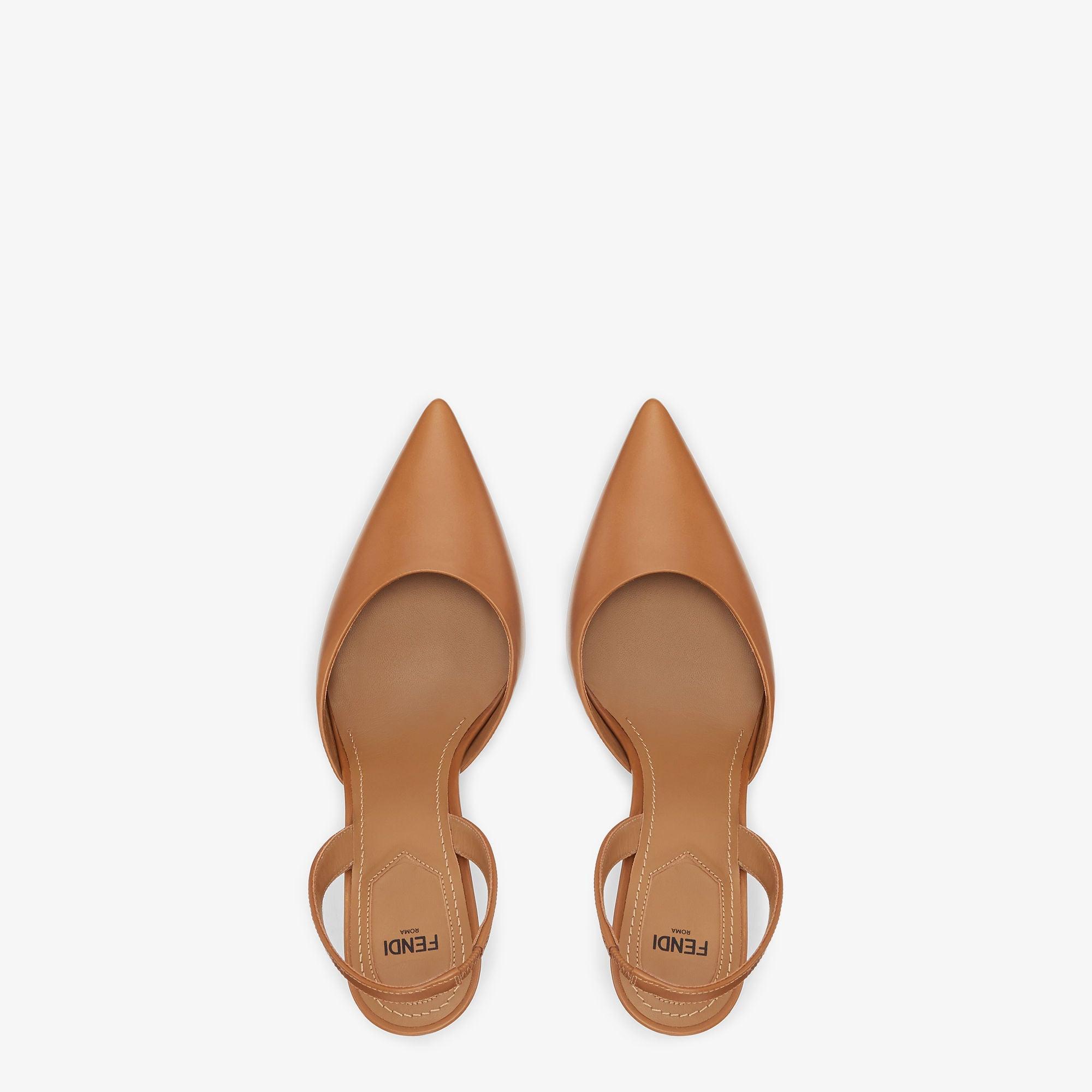 Fendi FirstBrown leather high-heeled slingbacks Product Image