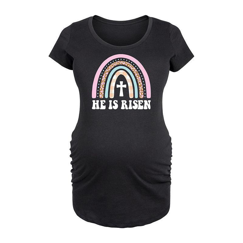 Maternity He Is Risen Easter Rainbow Graphic Tee, Womens Blue Product Image