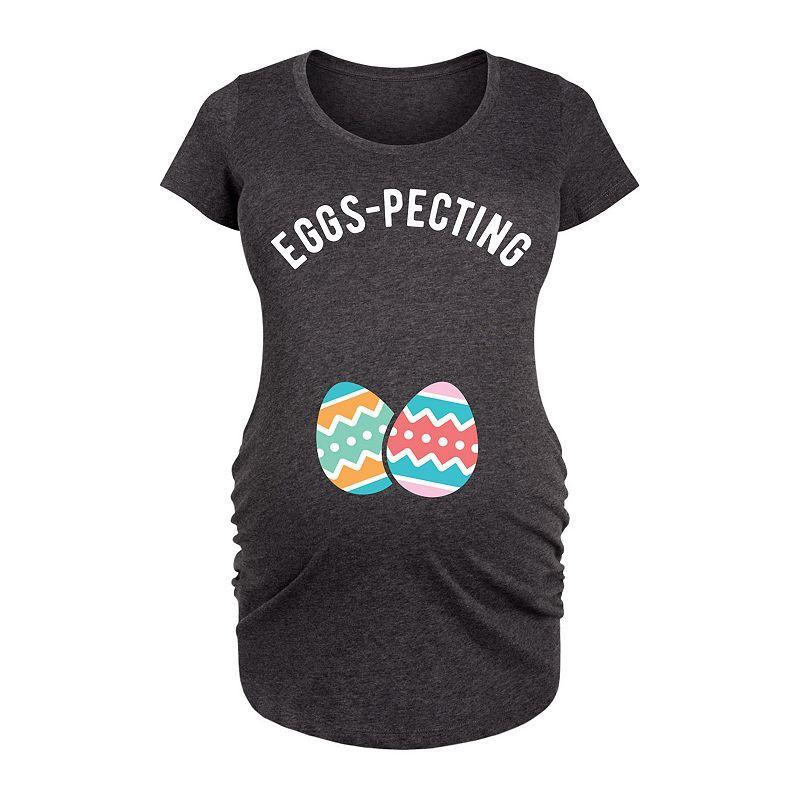 Maternity Eggspecting Graphic Tee, Womens Heather Grey Product Image