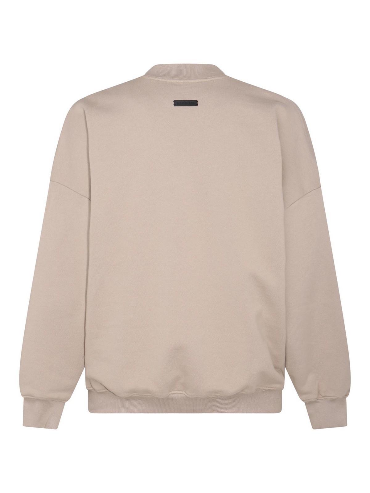 Dustyy Beige Cotton Sweatshirt In Dusty Beige Product Image