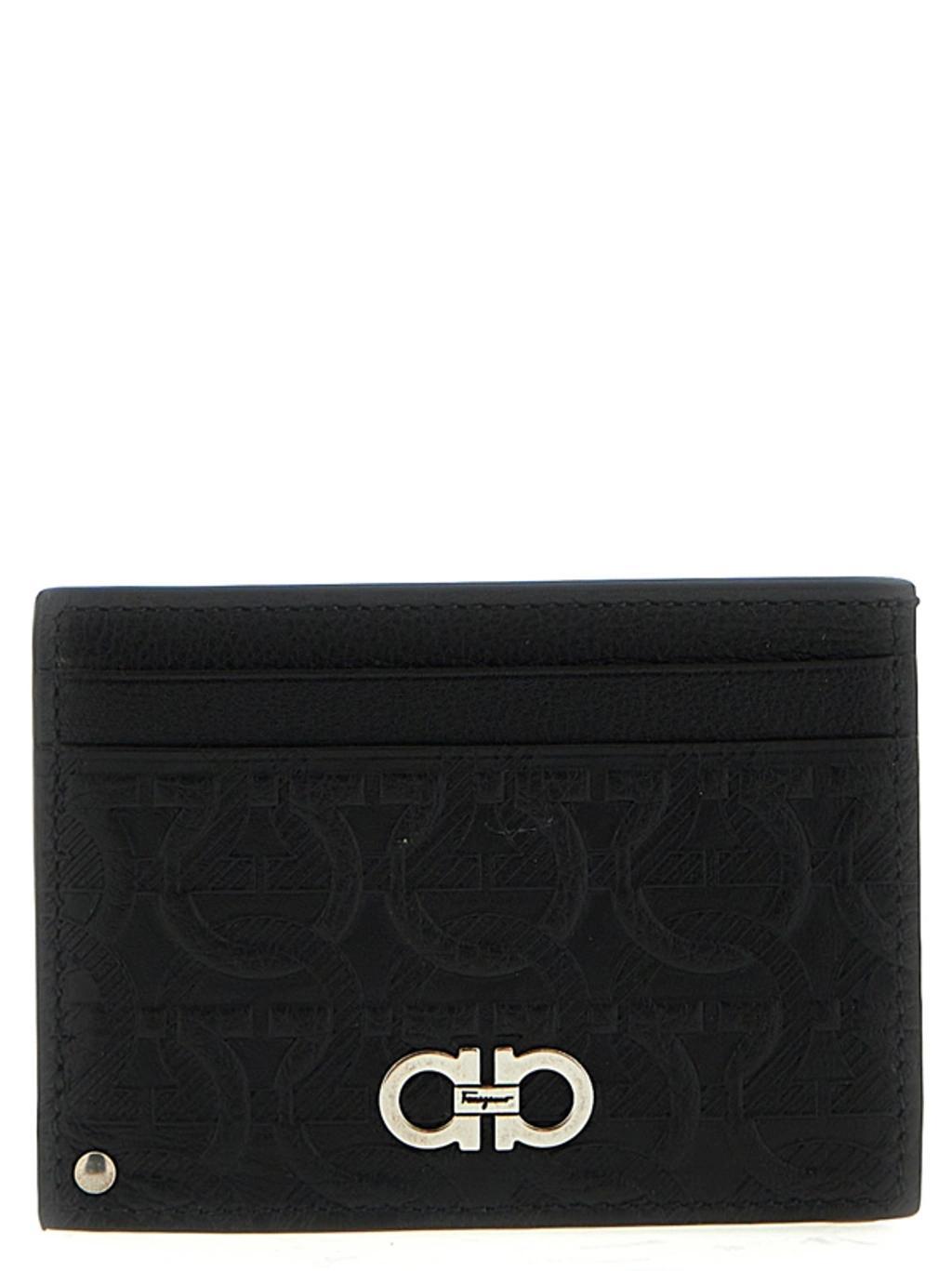 FERRAGAMO Logo-debossed Leather Cardholder In Black Product Image