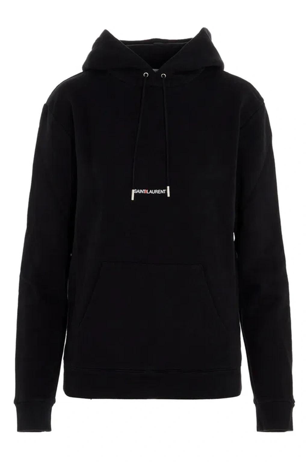 SAINT LAURENT Logo Print Hoodie In Black Product Image