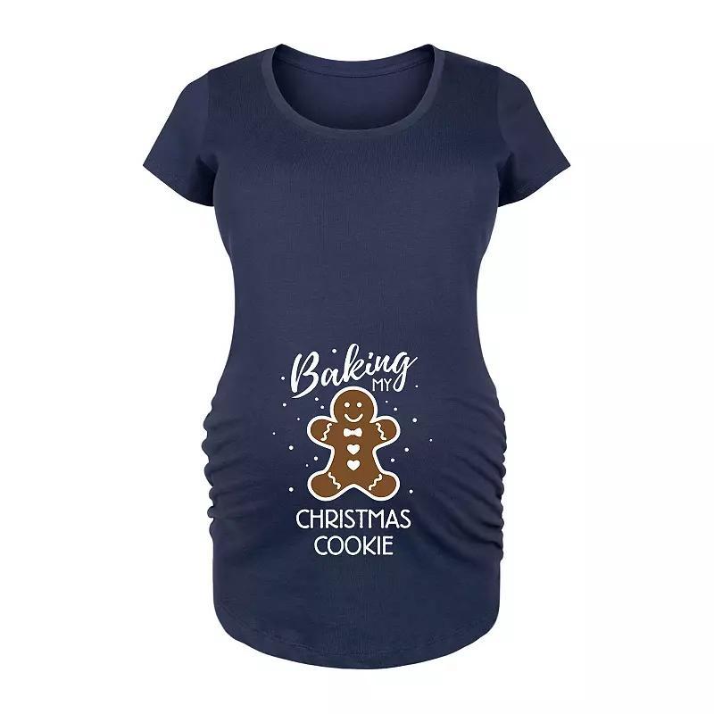 Maternity Baking My Christmas Cookie Graphic Tee, Womens Blue Product Image