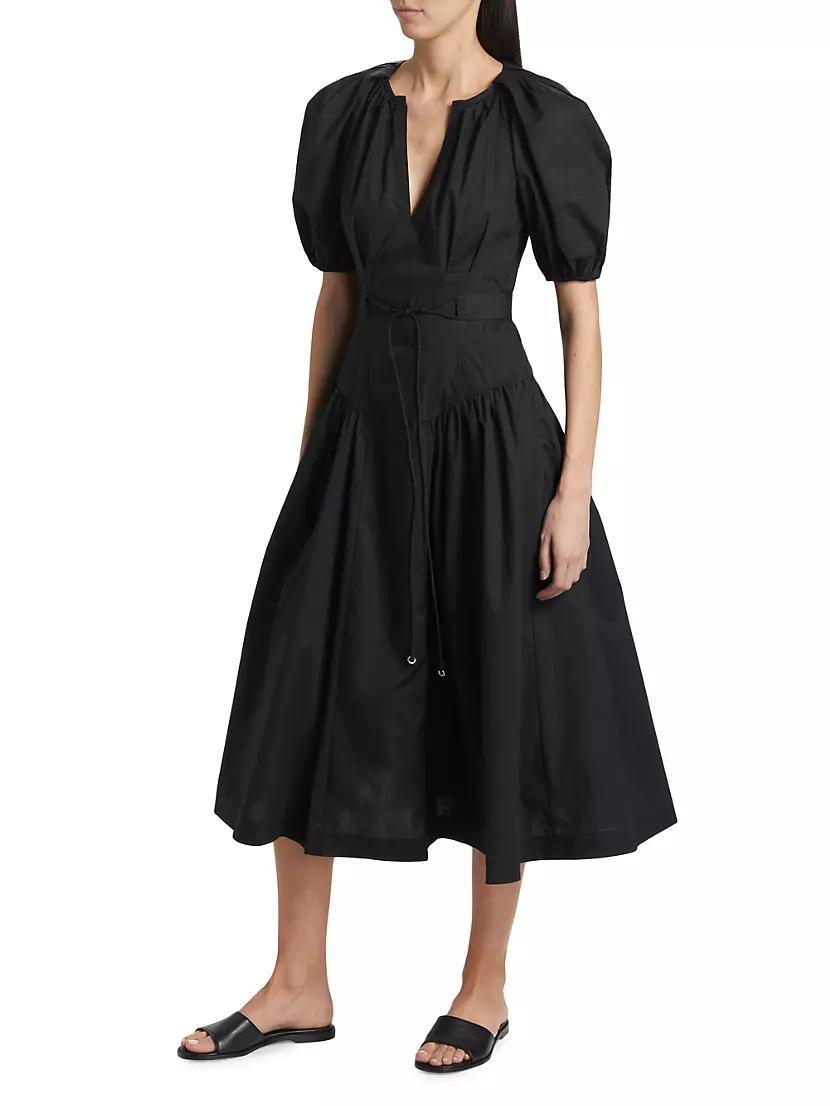 Carina Cotton Puff-Sleeve Midi-Dress Product Image