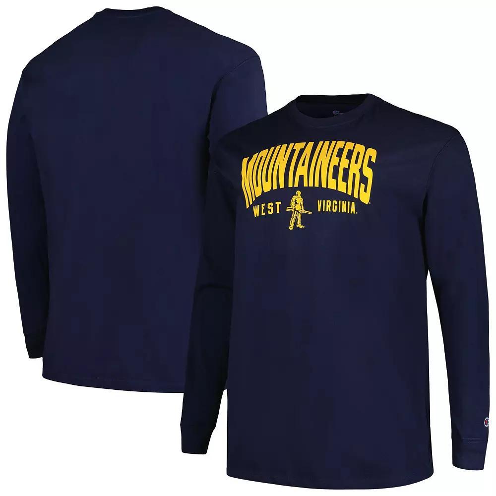 Men's Champion Navy West Virginia Mountaineers Big & Tall Arch Long Sleeve T-Shirt, Size: 2XB, Blue Product Image