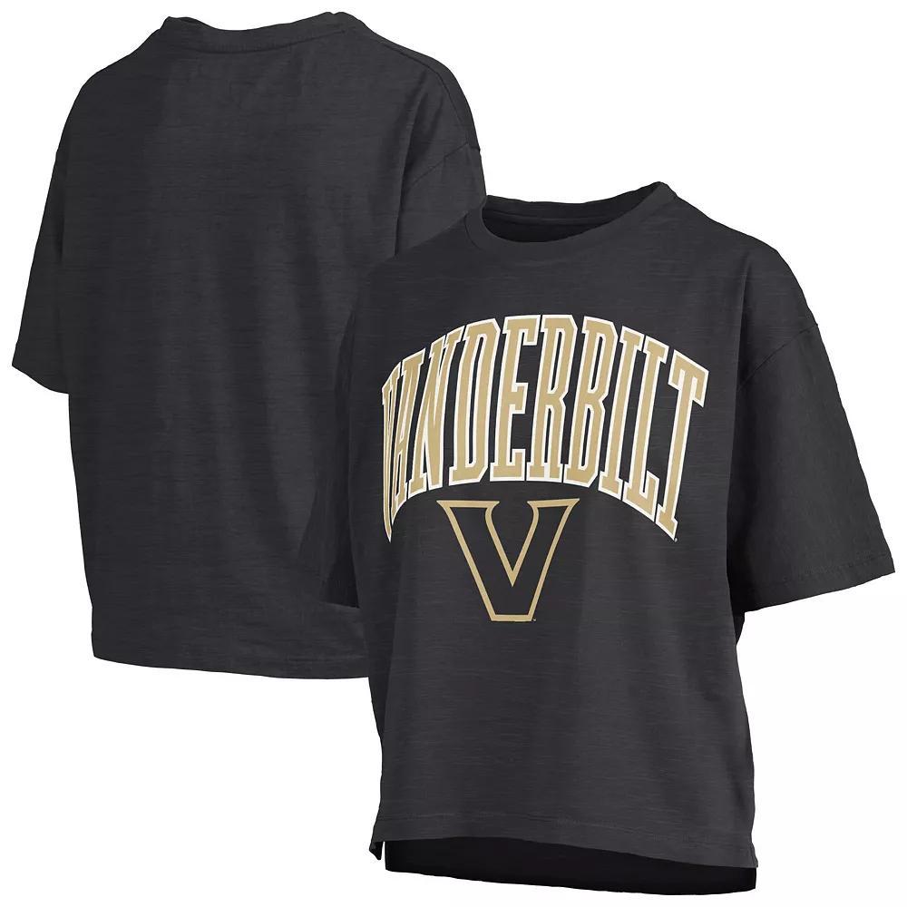Womens Pressbox Vanderbilt Commodores Nelson Arch Over Logo Waist Length Oversized Slub T-Shirt Product Image