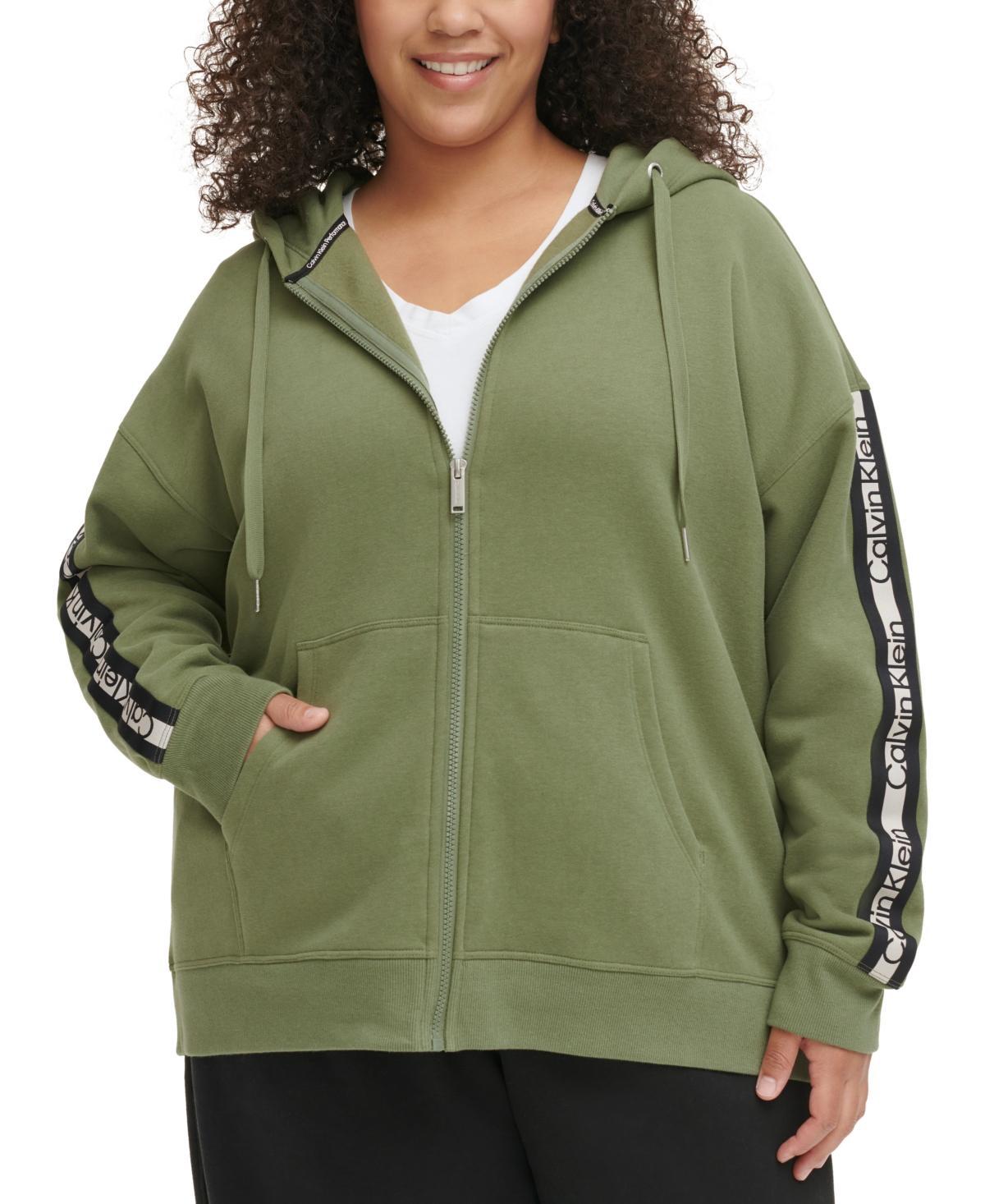 Calvin Klein Performance Plus Size Logo-Stripe Hoodie Product Image