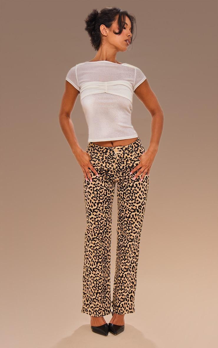 White Mesh Bust Panel Detail Tshirt Product Image