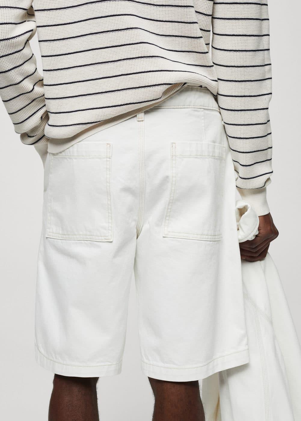 MANGO MAN - Cotton denim Bermuda shorts off whiteMen Product Image