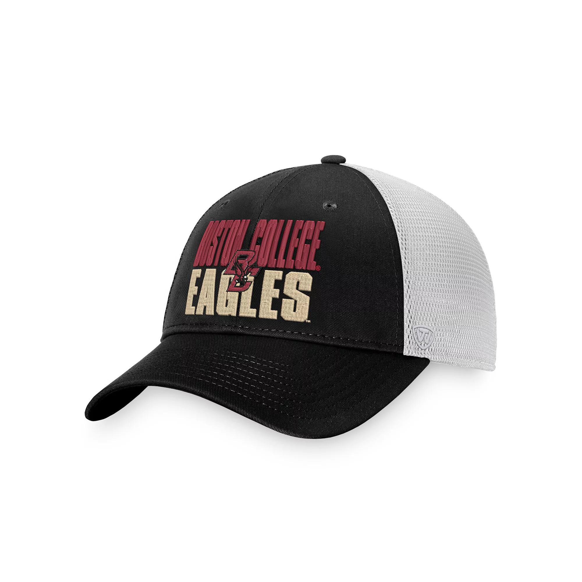 Men's Top of the World Black/White Wisconsin Badgers Stockpile Trucker Snapback Hat Product Image