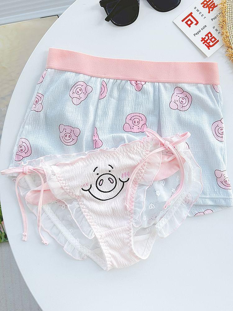 Couple Matching Set: Pig Print Panties + Boxers Product Image