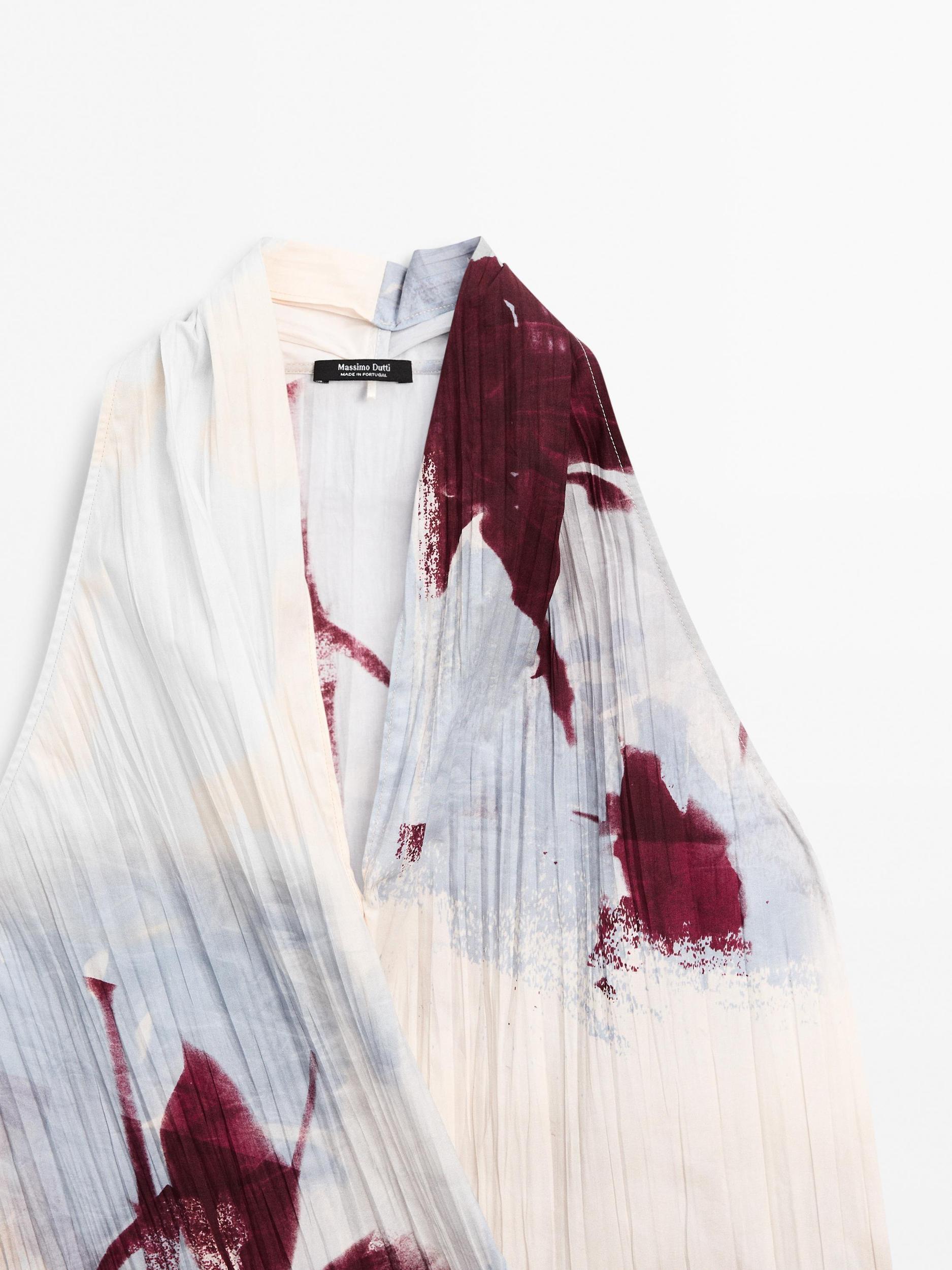 Printed surplice halter top Product Image