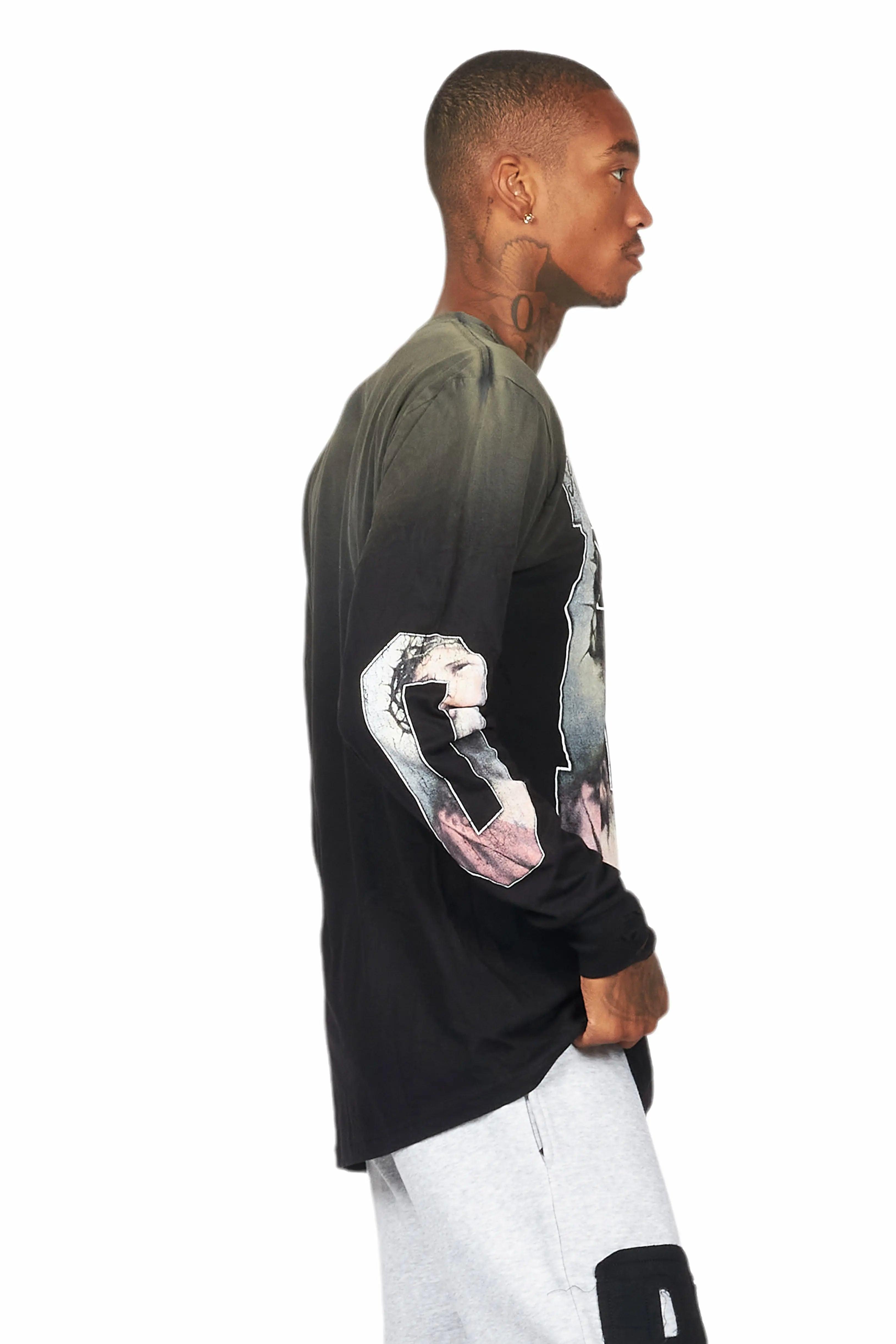 Lainer Black Long Sleeve Graphic T-Shirt Male Product Image