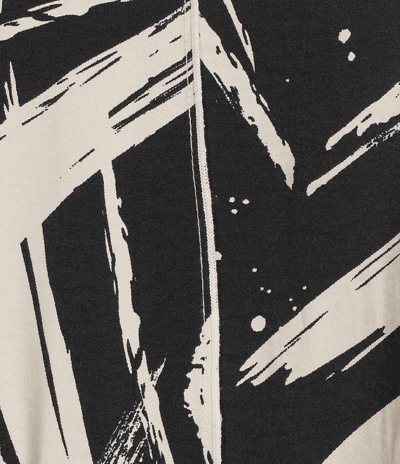 IC Collection Plus Size Woven Abstract Print Boat Neck 3/4 Sleeve Asymmetrical Tunic Product Image