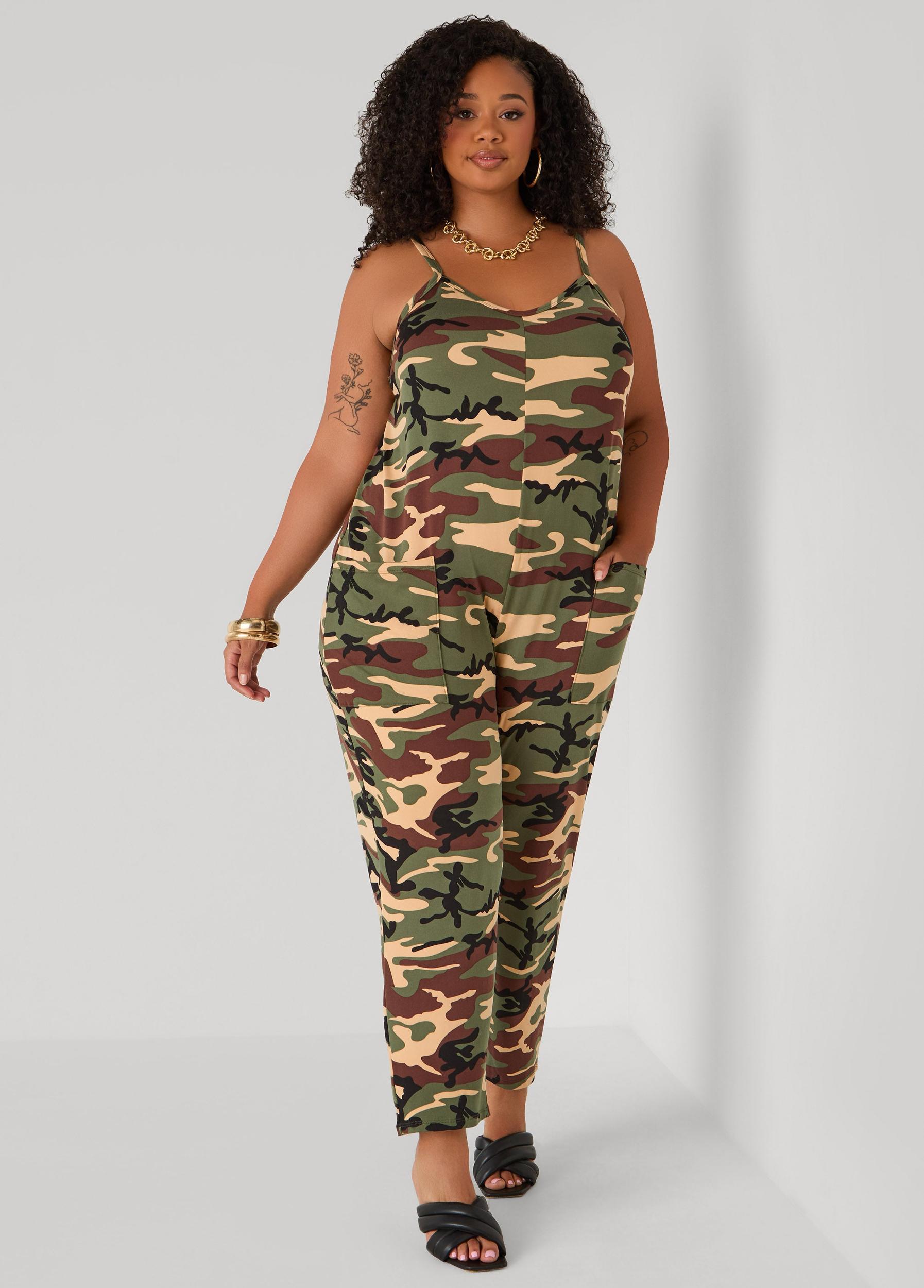 Camo Print Jersey Jumpsuit Product Image