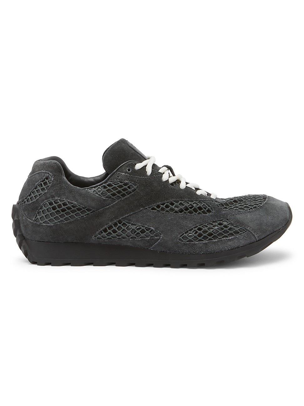 Mens Orbit Aged Leather and Fishnet Runner Sneakers Product Image