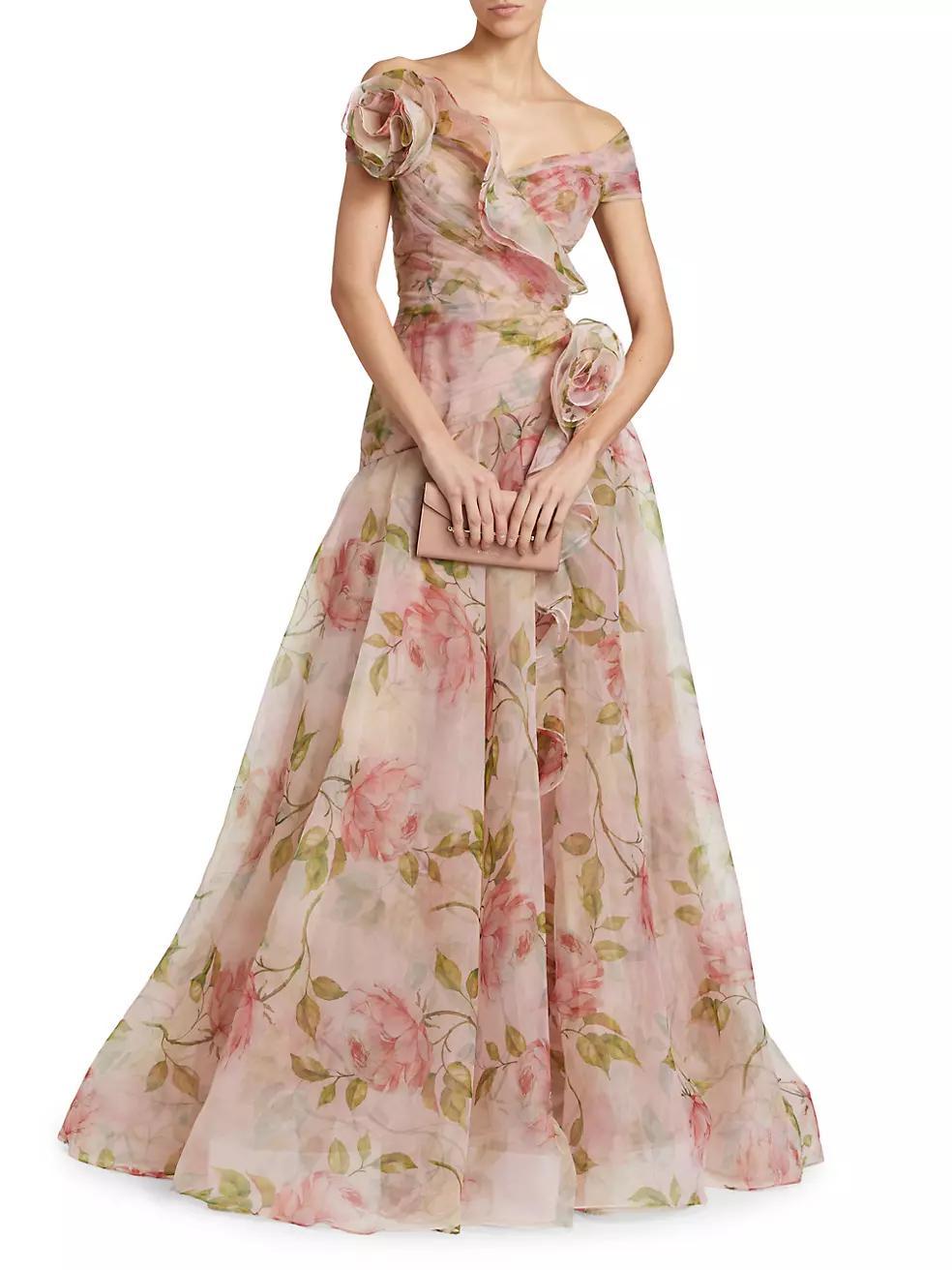 Floral Organza Tulle A-Line Gown Product Image