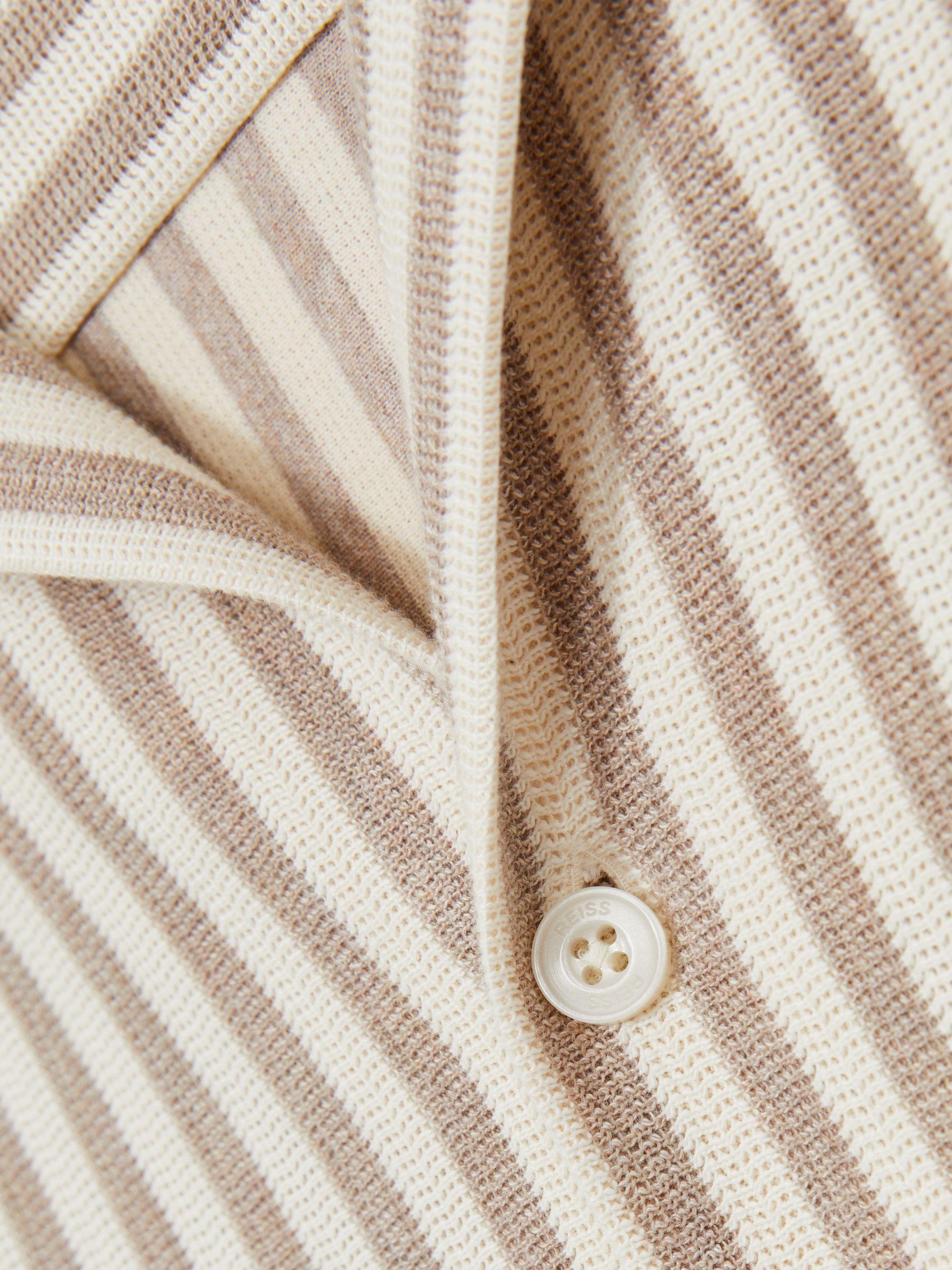 Textured Stripe Cuban-Collar Shirt in Stone/White Product Image