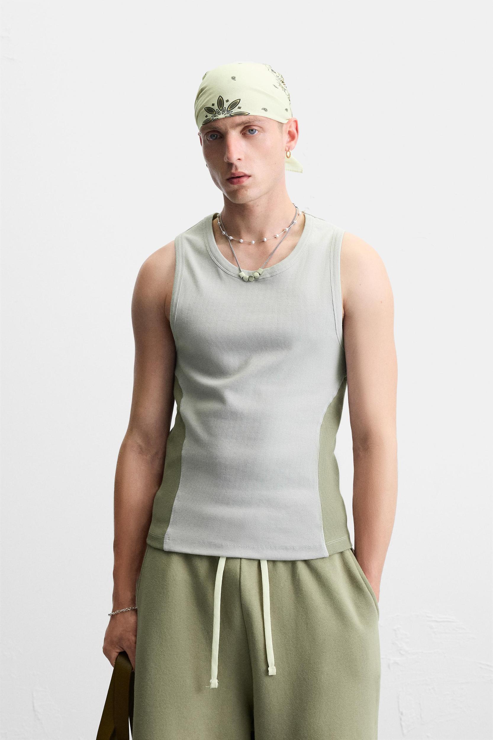 COLOR BLOCK RIBBED TANK TOP Product Image