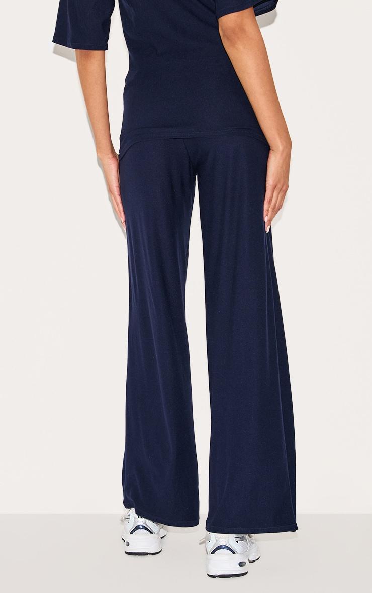 Navy Soft Touch Mid Rise Wide Leg Pants Product Image