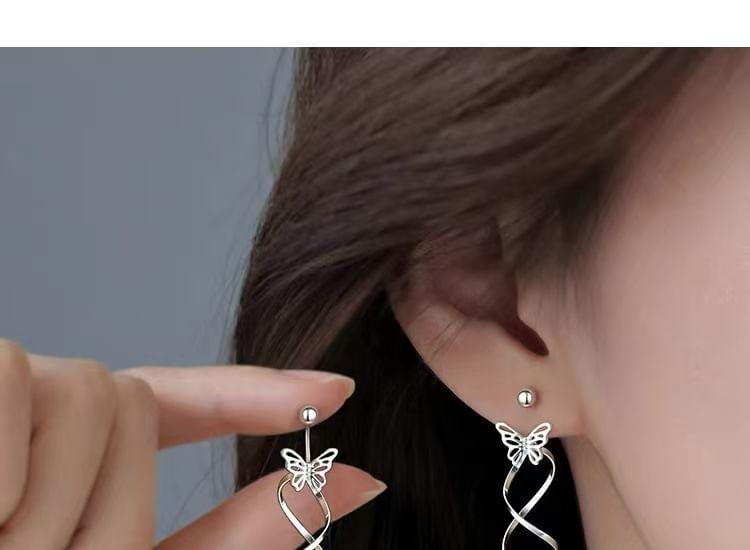 925 Sterling Silver Butterfly Ear Jacket Product Image