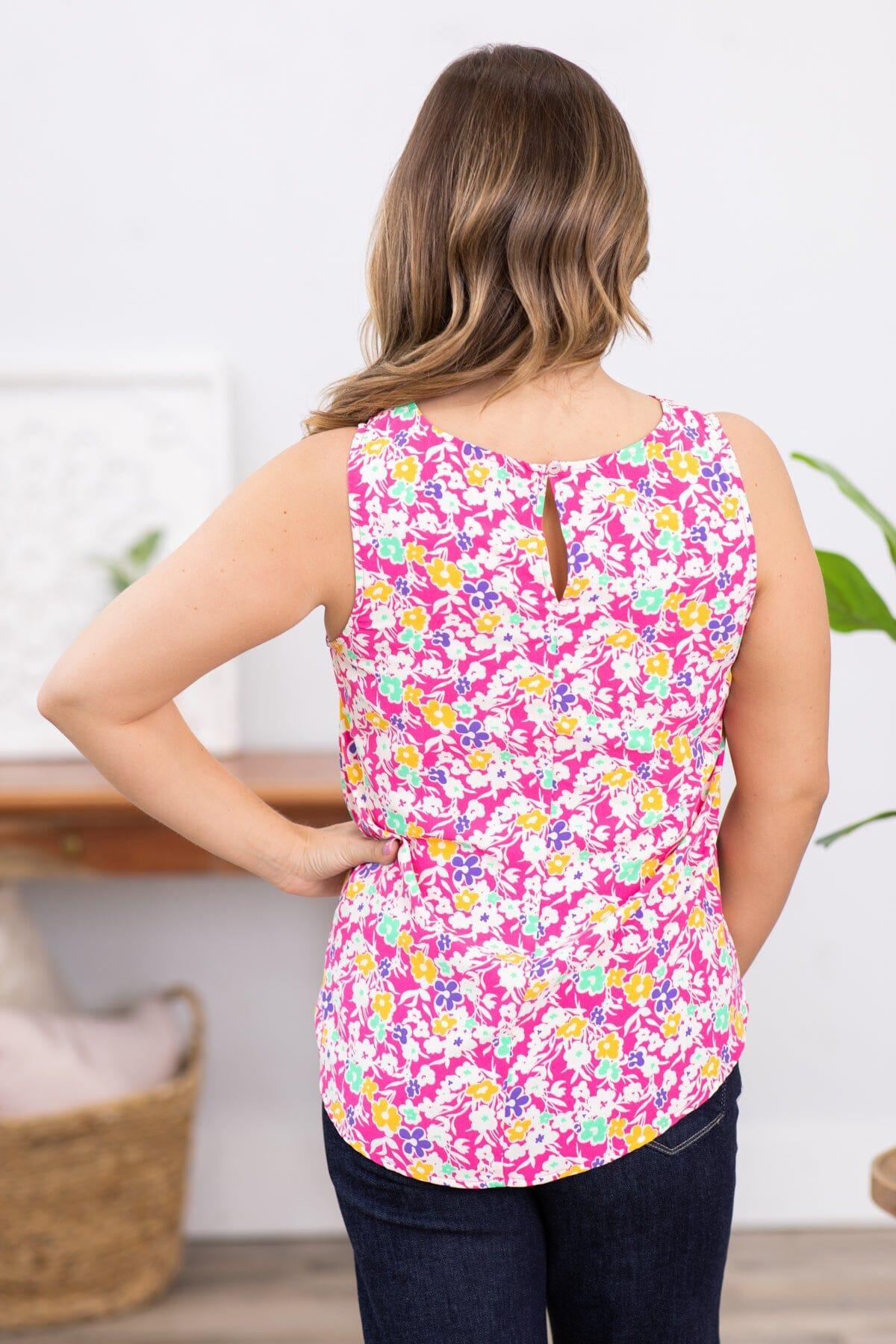 Hot Pink and Mint Floral Print Top Product Image