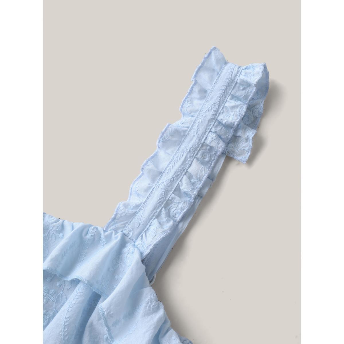 Plus Size Cotton Floral Textured Ruffled Tank Top Women LightBlue Texture Non Elegant Tank Tops Camis BloomChic 14-16/1X Product Image